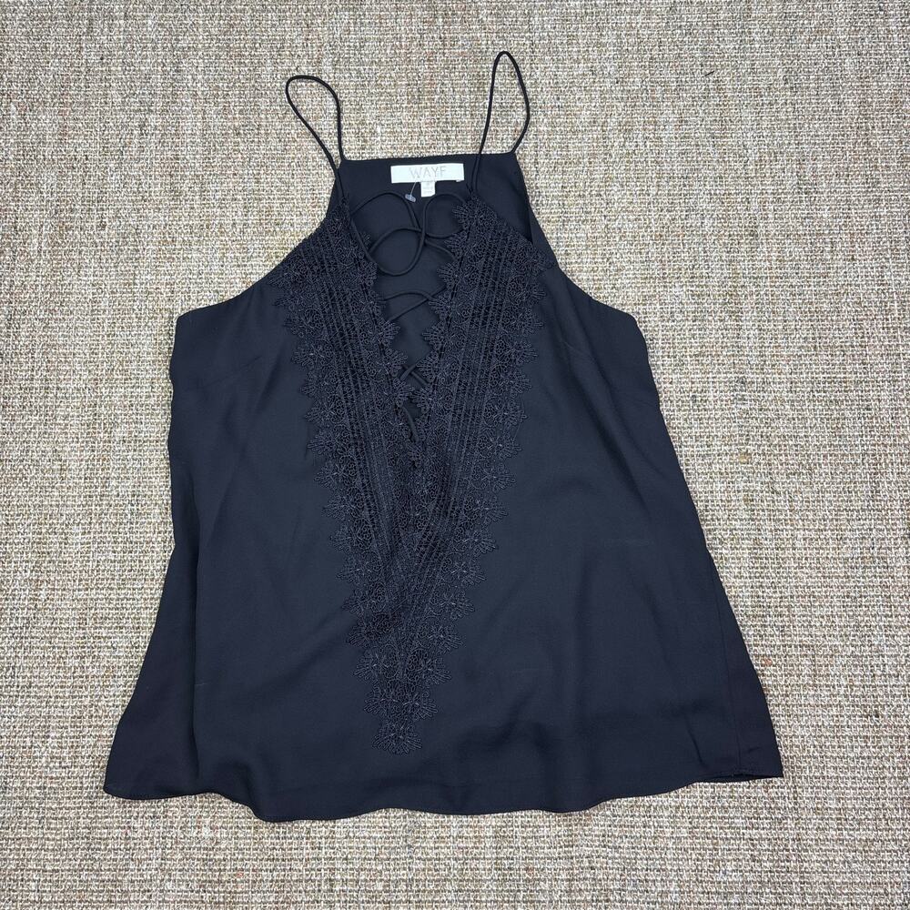 🖤 WAYF | Size Small | Black Lace Appliqué Cami Top